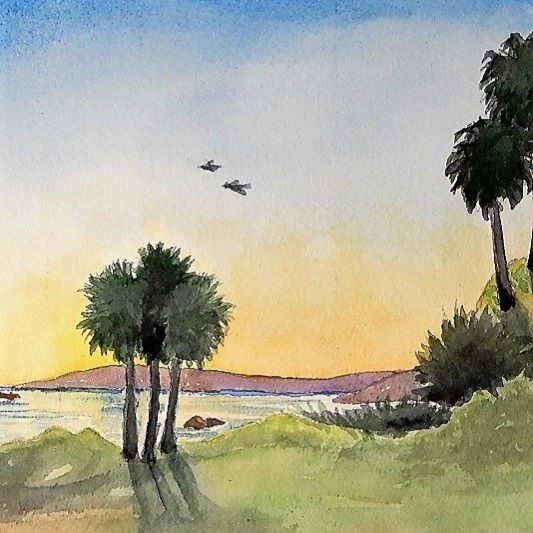 Scenic Pismo watercolor Art 7x10