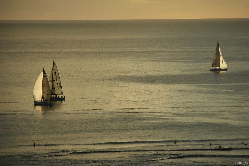 Photo Scenic Hawaii Oahu Sail Boats